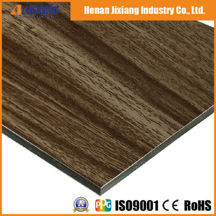 OEM فابریکه چوب دانه ACP 4mm، پوشش PVDF، سطح ضد خراش برای بیرونی داخلی دیوار پوششی فروشنده