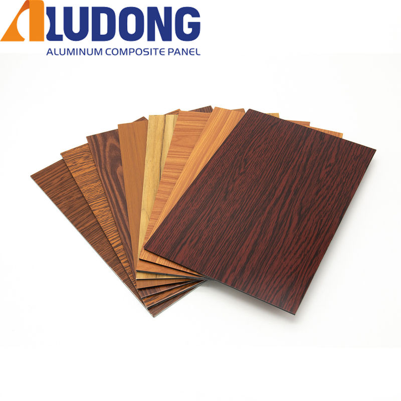 OEM فابریکه چوب دانه ACP 4mm، پوشش PVDF، سطح ضد خراش برای بیرونی داخلی دیوار پوششی فروشنده