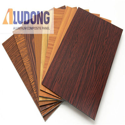 OEM سفارشی 1220 * 2440mm ACM پانل PE پوشش PVDF، گزینه دانه چوب، برای سقف و دکوراسیون داخلی قیمت کارخانه